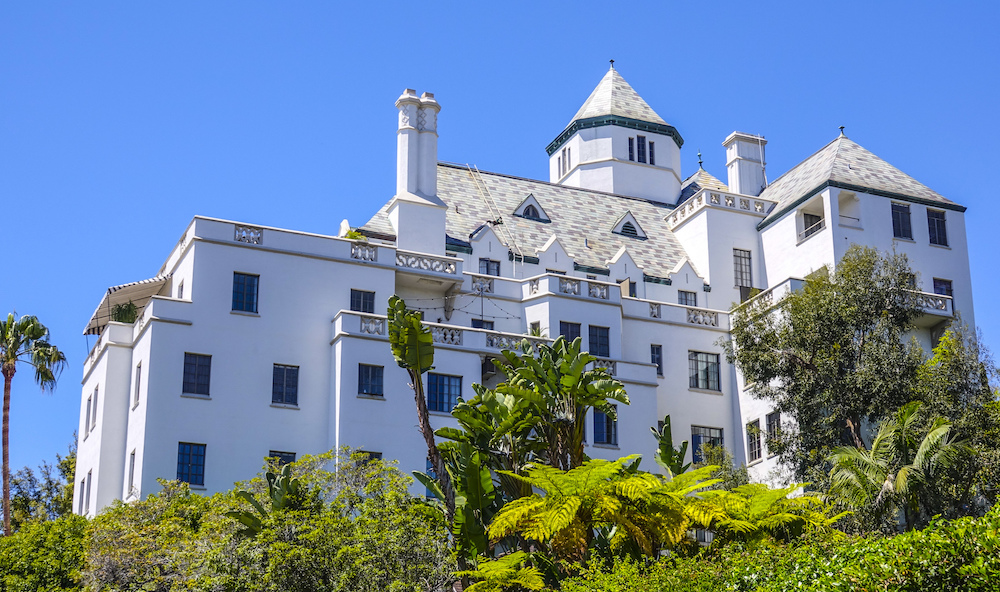 Looking up at the Chateau Marmont