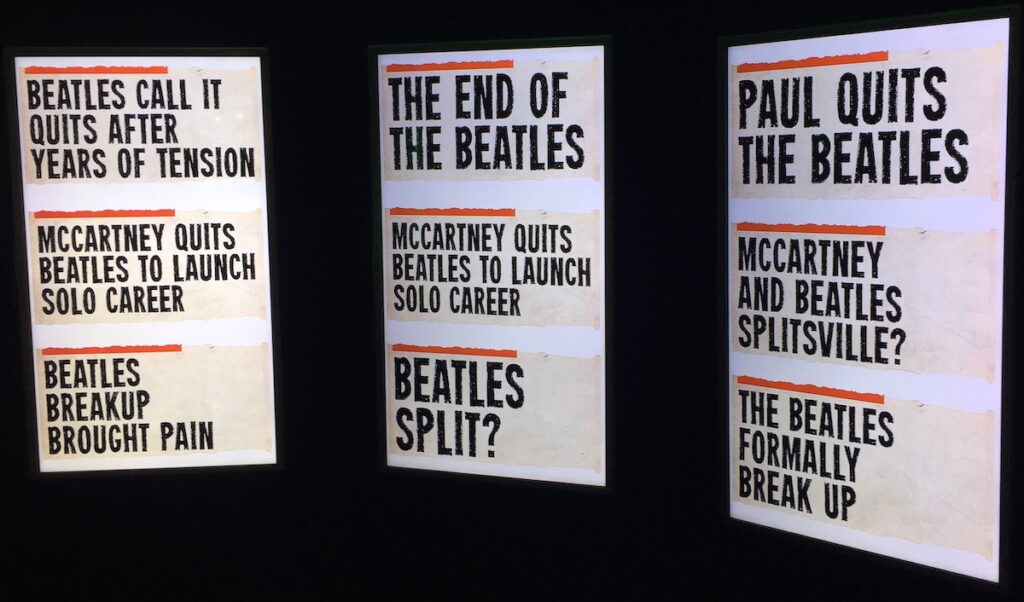 Headlines proclaiming the end of the Beatles