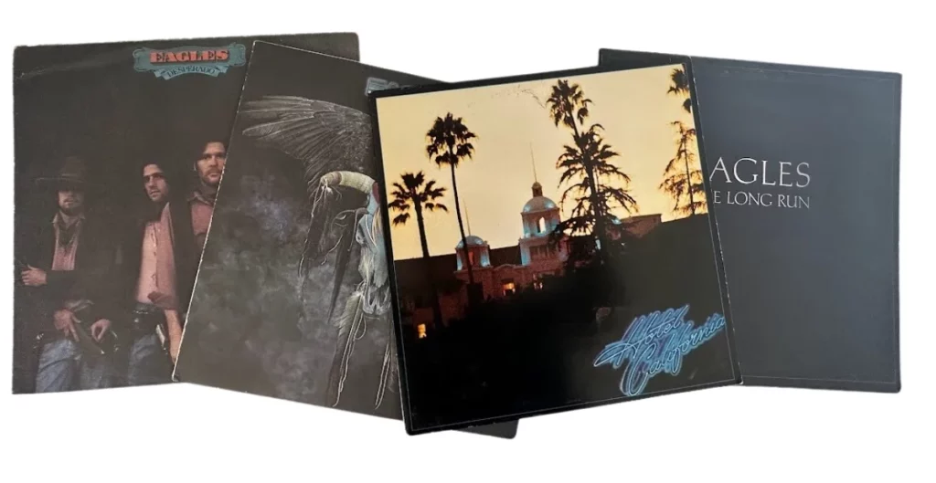 A layout of 4 Eagles albums, on vinyl
