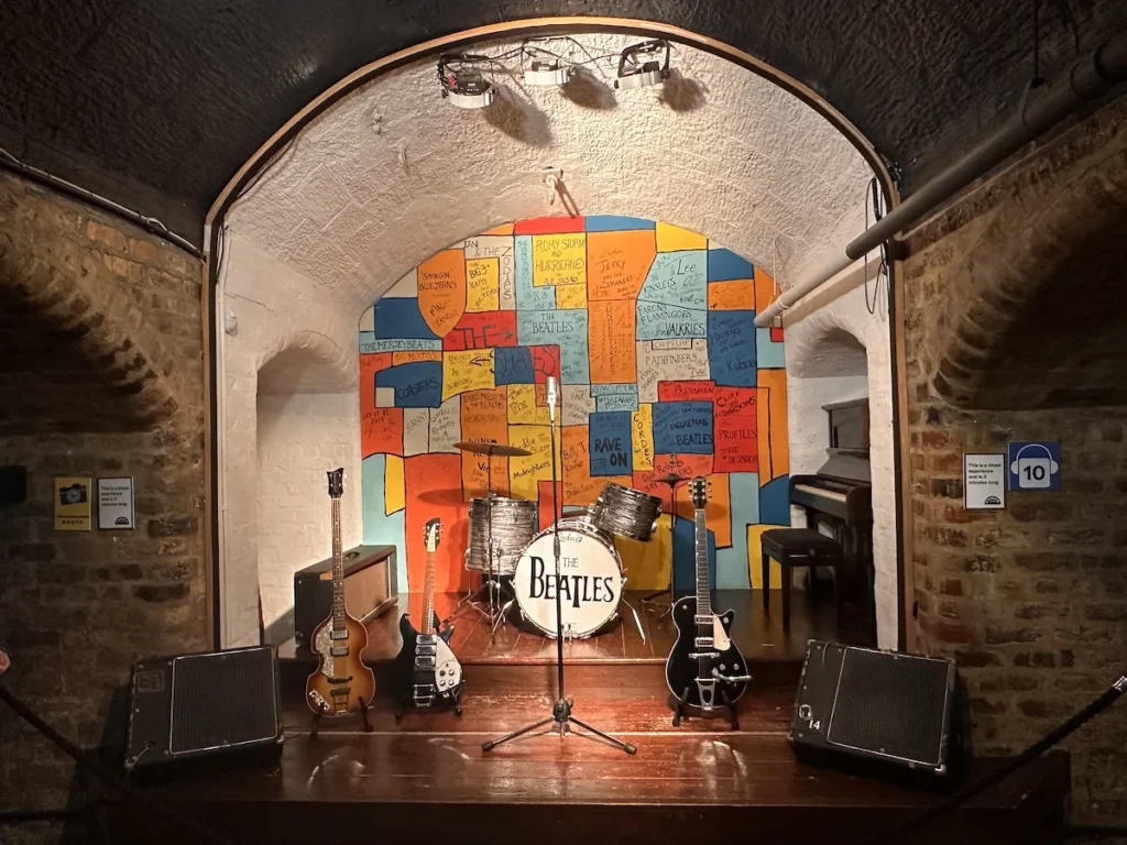 A replica of Liverpool's Cavern Club stage at the Beatles Story