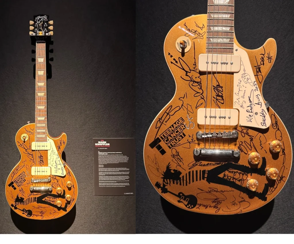 Mark Knopfler Gibson Les Paul 'Gold Top' with celebrity signatures
