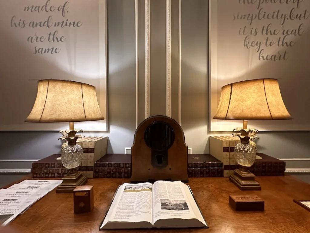 A Writing Desk in the Library of Hawkstone Hall Hotel April 2024