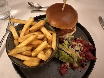 Burger and Chips at Hawkstone Hall Hotel