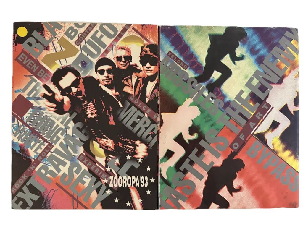 The back and front cover of the Zoo TV concert programme London 1993