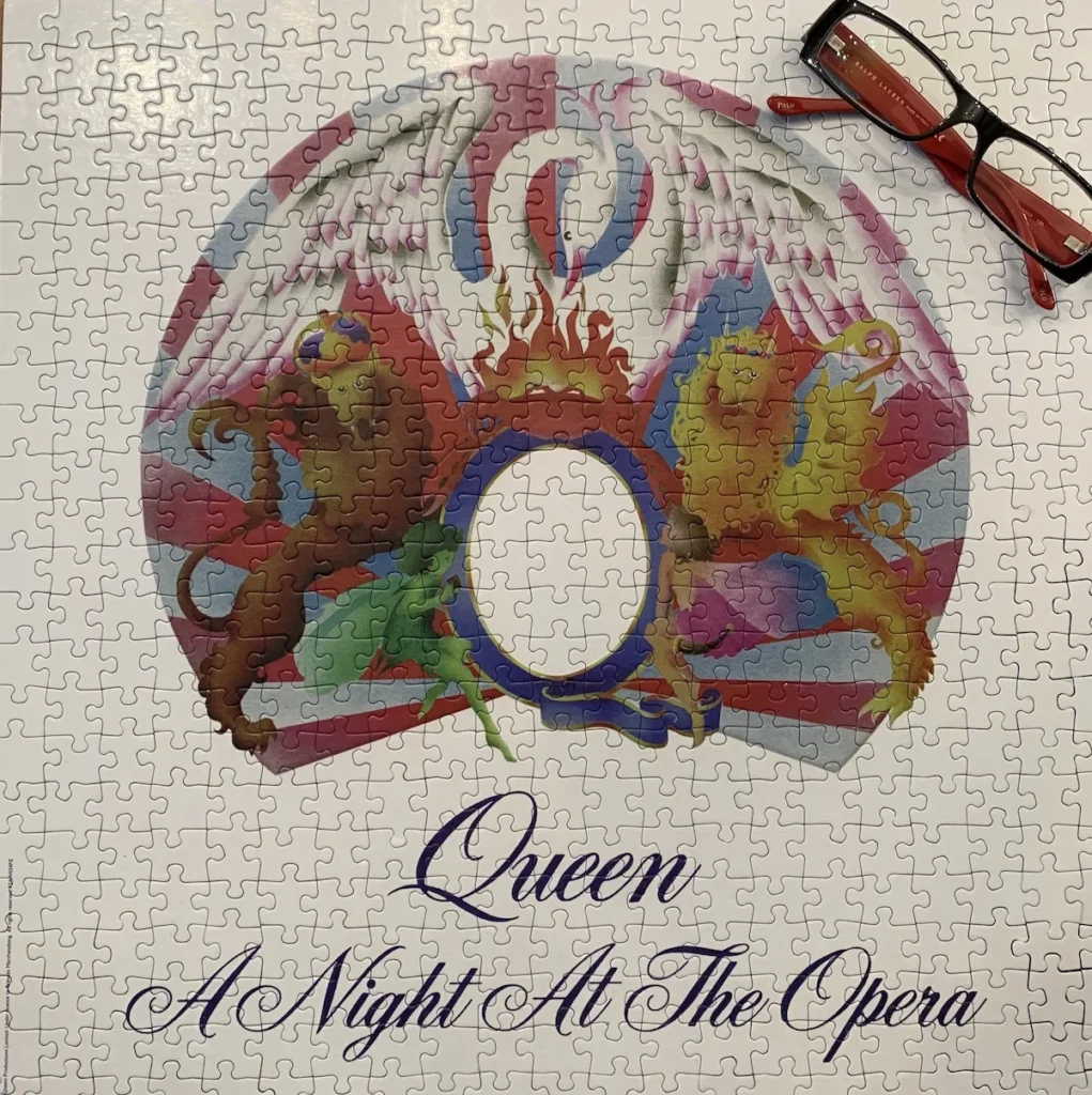 A complete Jigsaw showing the album cover for Queen's A Night at the Opera album cover