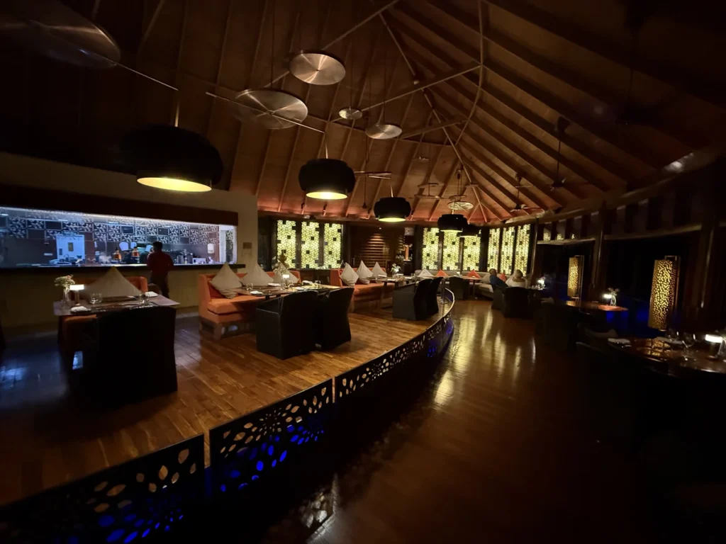 An interior shot of the Jinng restaurant with wooden floors and high ceilings 