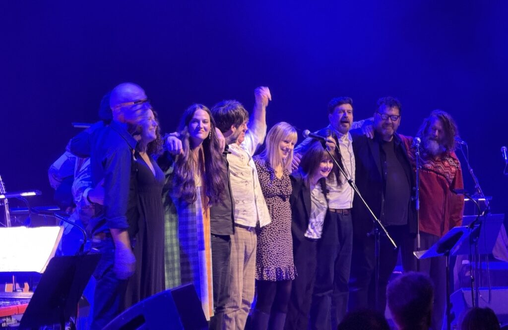 The group take a bow at the Barbican after performing the songs of David Crosby 